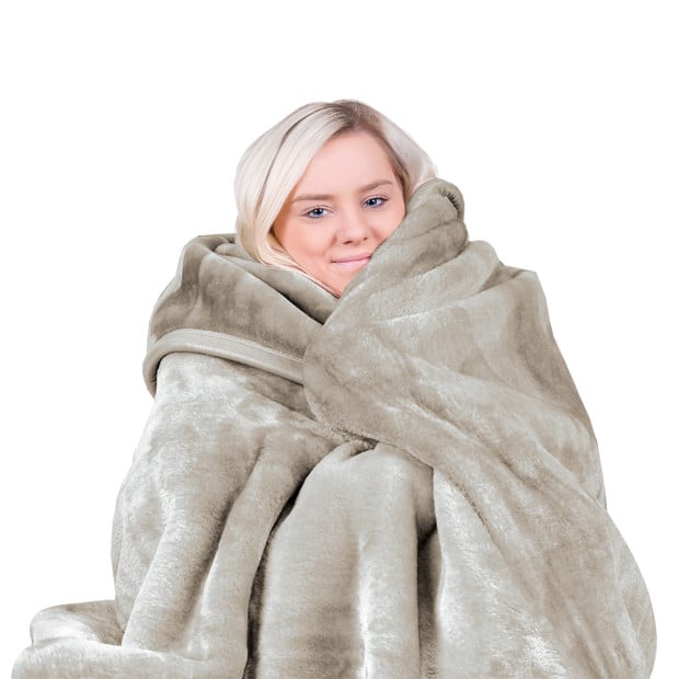 Laura Hill 600-GSM Mink Blanket Queen Size Double-Sided Soft Plush Bed Faux Throw Rug 220 X 240cm - Beige Image 8