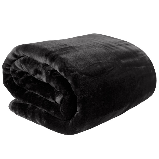 Laura Hill 600GSM Double-Sided Black Queen Size Faux Mink Blanket Image 2