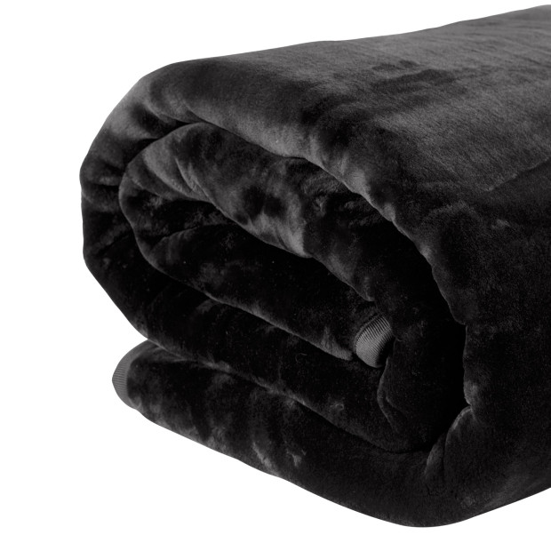 Laura Hill 600-GSM Mink Blanket Queen Size Double-Sided Soft Plush Bed Faux Throw Rug 220 X 240cm - Black Image 3