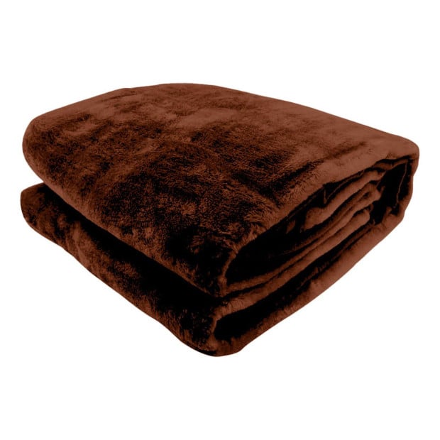 Laura Hill 600GSM Large Double-Sided Faux Mink Blanket - Chocolate Image 2
