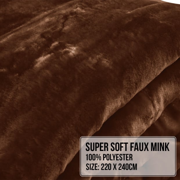 Laura Hill 600-GSM Mink Blanket Queen Size Double-Sided Soft Plush Bed Faux Throw Rug 220 X 240cm - Chocolate Image 6