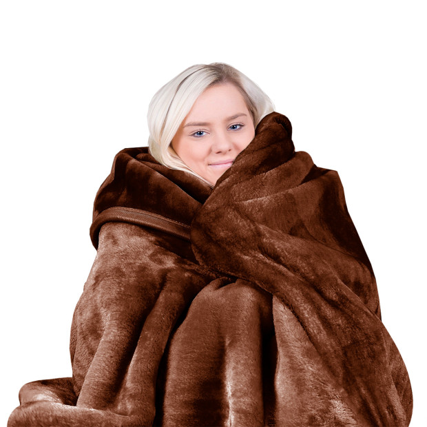 Laura Hill 600-GSM Mink Blanket Queen Size Double-Sided Soft Plush Bed Faux Throw Rug 220 X 240cm - Chocolate Image 8
