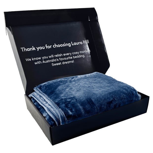 Laura Hill 600GSM Large Double-Sided Faux Mink Blanket - Navy Image 12