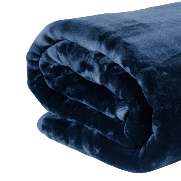 Laura Hill 600GSM Large Double-Sided Faux Mink Blanket - Navy Image 3