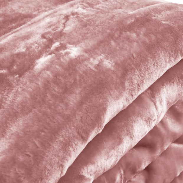 Laura Hill 600GSM Double-Sided Queen Size Faux Mink Blanket - Pink Image 6