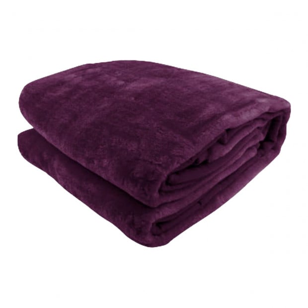 Laura Hill 600GSM Double-Sided Purple Queen Size Faux Mink Blanket Image 2