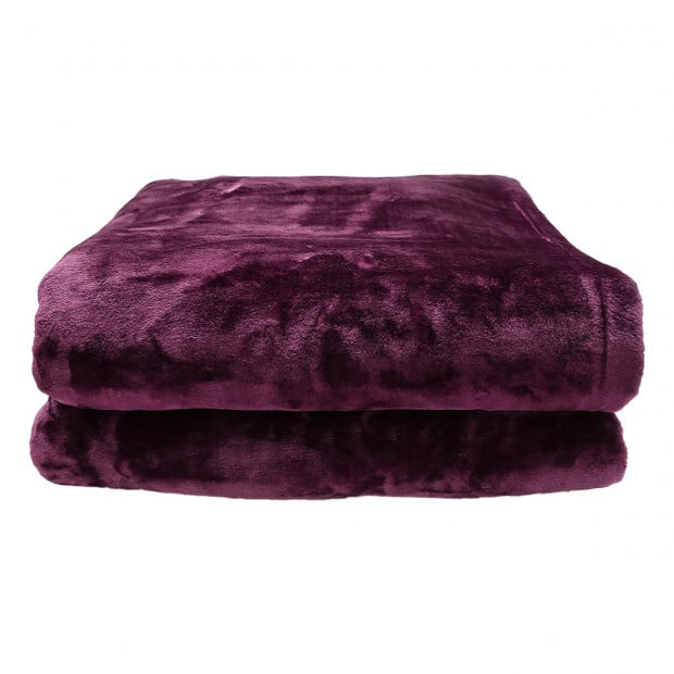 Laura Hill 600GSM Double-Sided Purple Queen Size Faux Mink Blanket Image 3