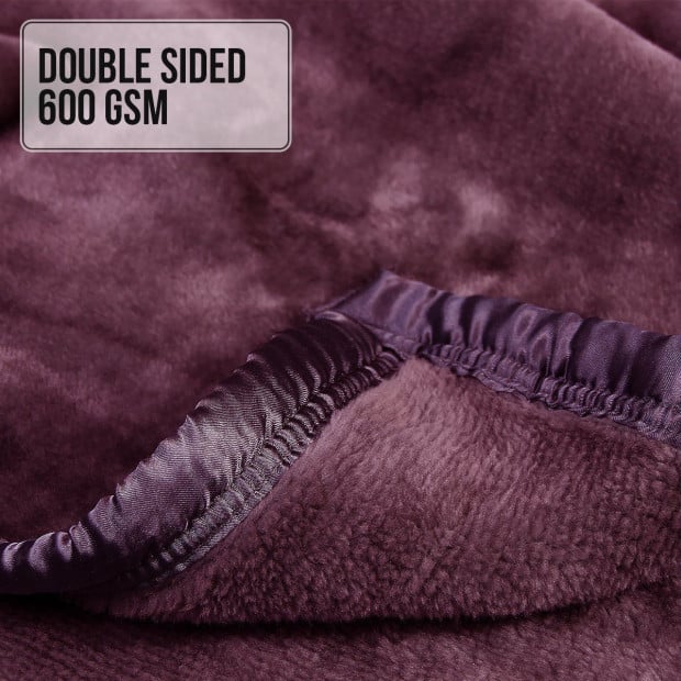 Laura Hill 600GSM Large Double-Sided Faux Mink Blanket - Purple Image 5