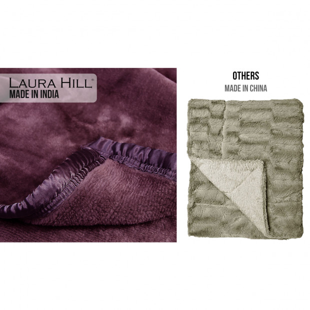 Laura Hill 600GSM Double-Sided Purple Queen Size Faux Mink Blanket Image 5