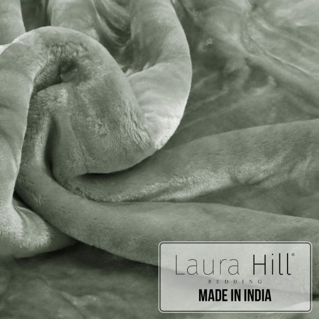 Laura Hill 600-GSM Mink Blanket Queen Size Double-Sided Soft Plush Bed Faux Throw Rug 220 X 240cm - Sage Image 5