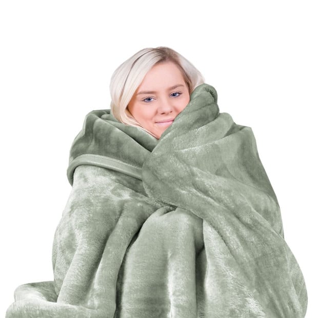 Laura Hill 600-GSM Mink Blanket Queen Size Double-Sided Soft Plush Bed Faux Throw Rug 220 X 240cm - Sage Image 8
