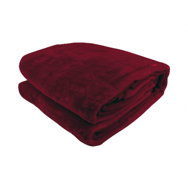 Laura Hill 600GSM Double-Sided Wine Red Queen Size Faux Fur Mink Blanket Image 2