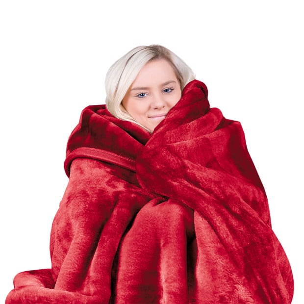 Laura Hill 600GSM Large Double-Sided Faux Mink Blanket - Wine Red Image 8