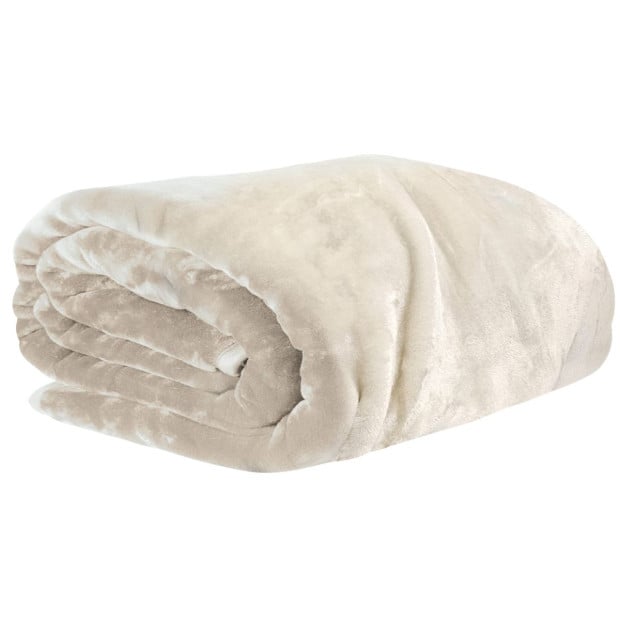 Laura Hill XL Double-Sided Oversized Faux Mink Blanket 305x305cm Beige Image 2