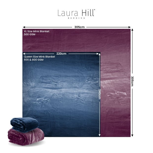 Laura Hill XL Double-Sided Oversized Faux Mink Blanket 305x305cm Beige Image 5