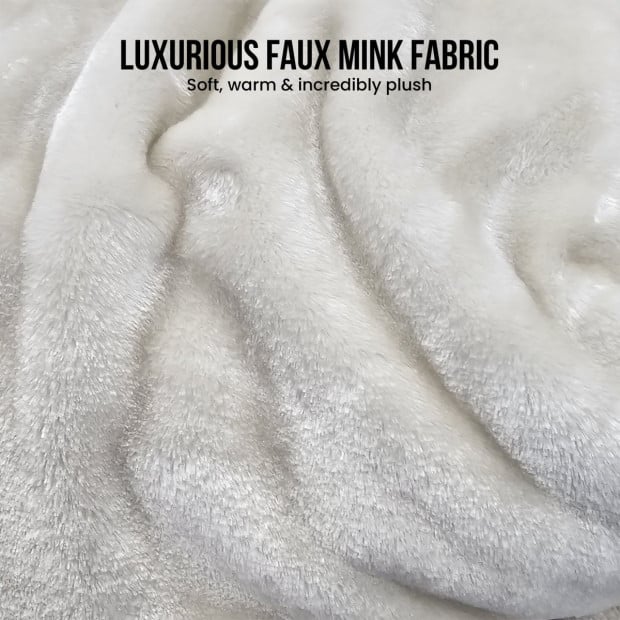 Laura Hill XL Double-Sided Oversized Faux Mink Blanket 305x305cm Beige Image 7