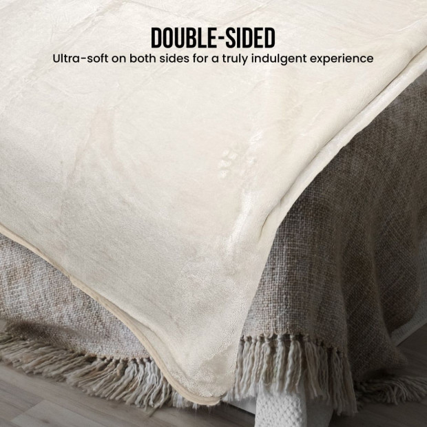 Laura Hill XL Double-Sided Oversized Faux Mink Blanket 305x305cm Beige Image 8