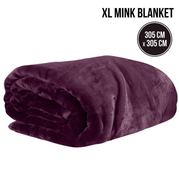 Laura Hill XL Double-Sided Oversized Faux Mink Blanket 305x305cm Purple Image 3