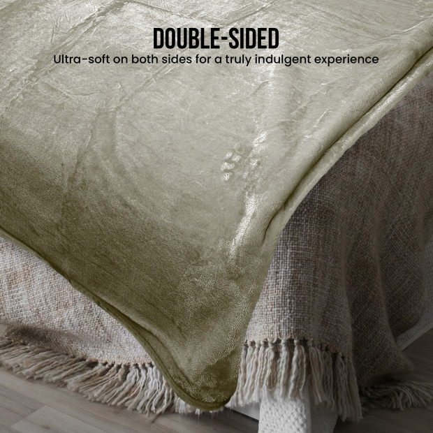 Laura Hill XL Double-Sided Oversized Faux Mink Blanket 305x305cm Olive Image 7