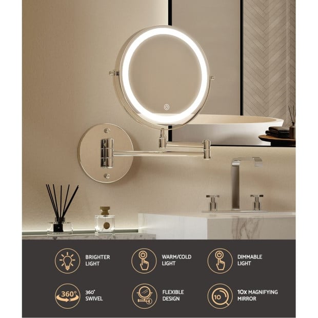 Extendable Makeup Mirror 10x Magnifying Double-sided Bathroom Mirror Glass Image 5