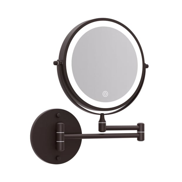 Extendable Makeup Mirror 10x Magnifying Double-sided Bathroom Mirror Brown