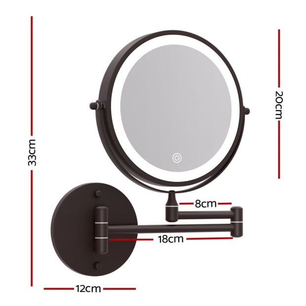 Extendable Makeup Mirror 10x Magnifying Double-sided Bathroom Mirror Brown Image 2