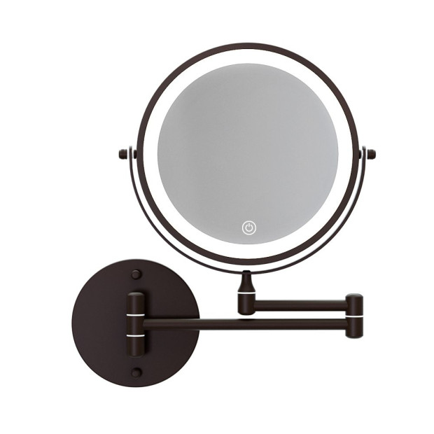 Extendable Makeup Mirror 10x Magnifying Double-sided Bathroom Mirror Brown Image 3