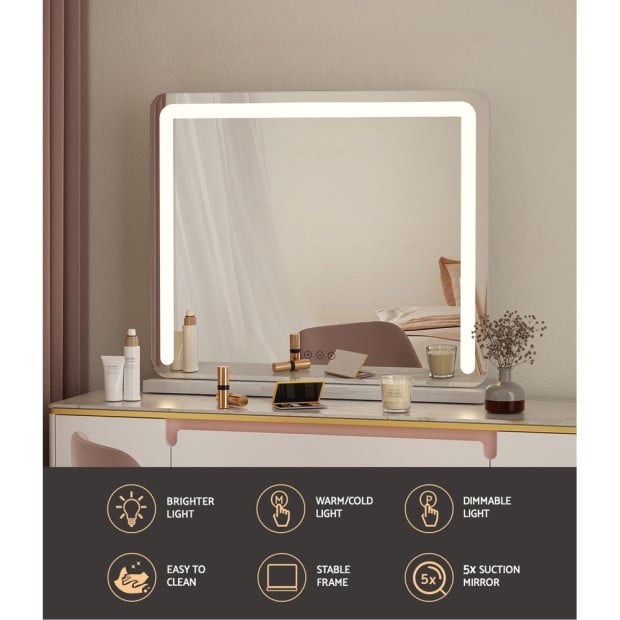 Makeup Mirror With Light Hollywood Vanity Led Mirrors White 50x60cm Image 4