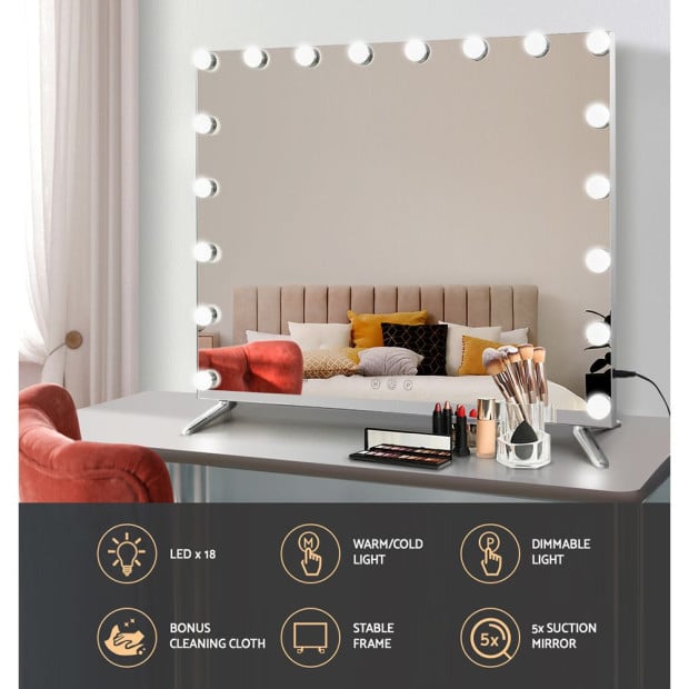 Makeup Mirror with Light LED Hollywood Mounted Wall Mirrors Cosmetic Image 5
