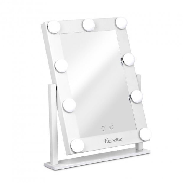 Standing Makeup Mirror with LED Lights - White