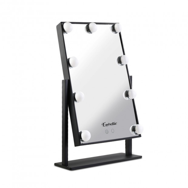 Standing Makeup Mirror with LED Lights - Black