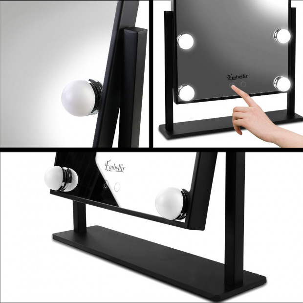 Standing Makeup Mirror with LED Lights Black