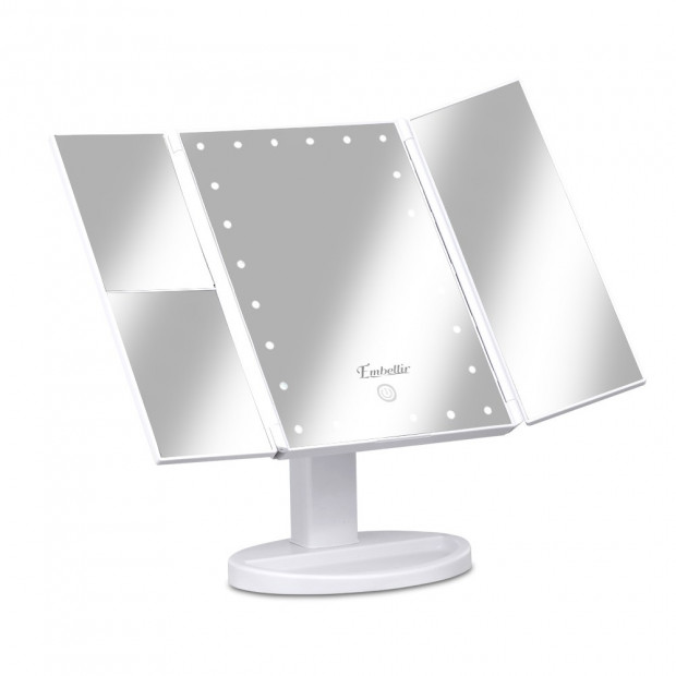 Folding 34cm Makeup Mirror with magnification and LED lighting