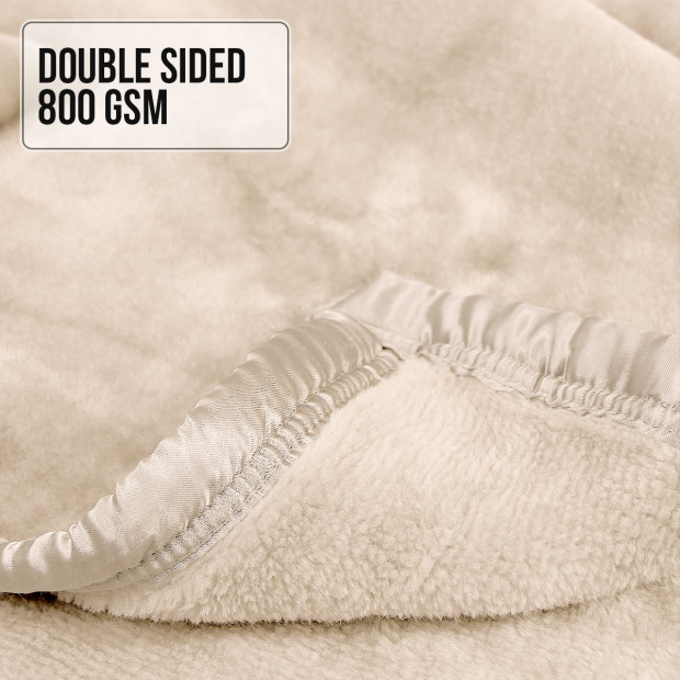 Laura Hill 800GSM Heavy Double-Sided Faux Mink Blanket - Beige Image 6
