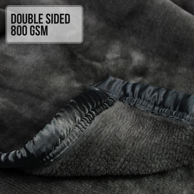 Laura Hill 800GSM Heavy Double-Sided Faux Mink Blanket - Black Image 5