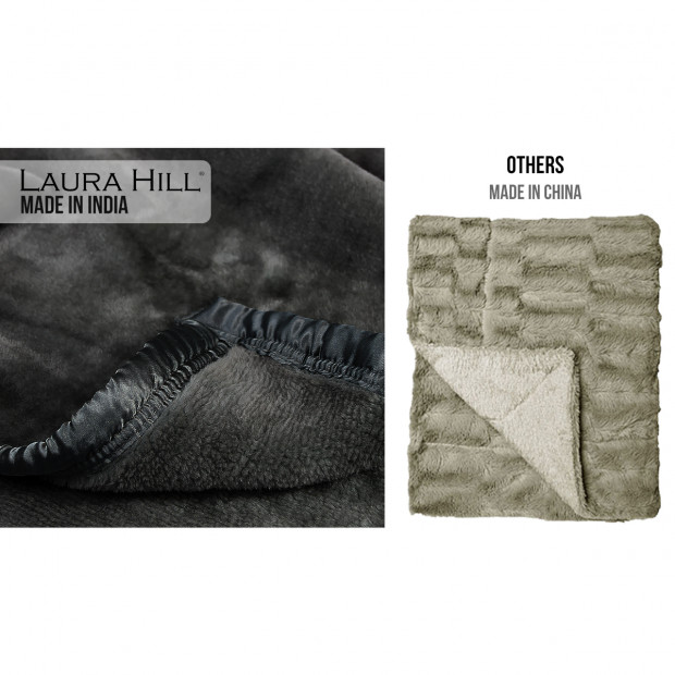 Laura Hill 800GSM Heavy Double-Sided Faux Mink Blanket - Black Image 4