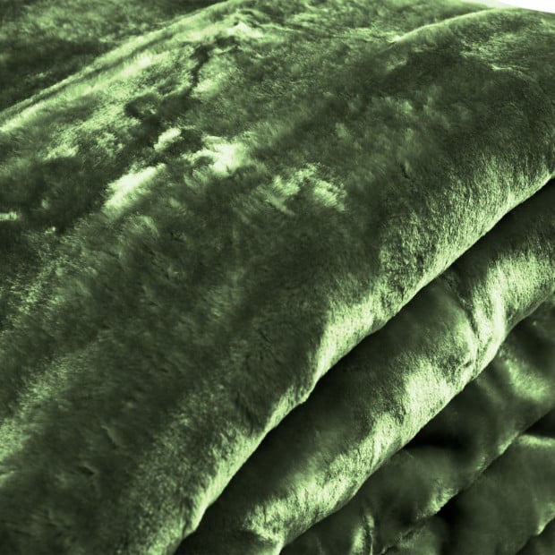 Laura Hill 800GSM Heavy Double-Sided Queen Faux Mink Blanket - Green Image 6