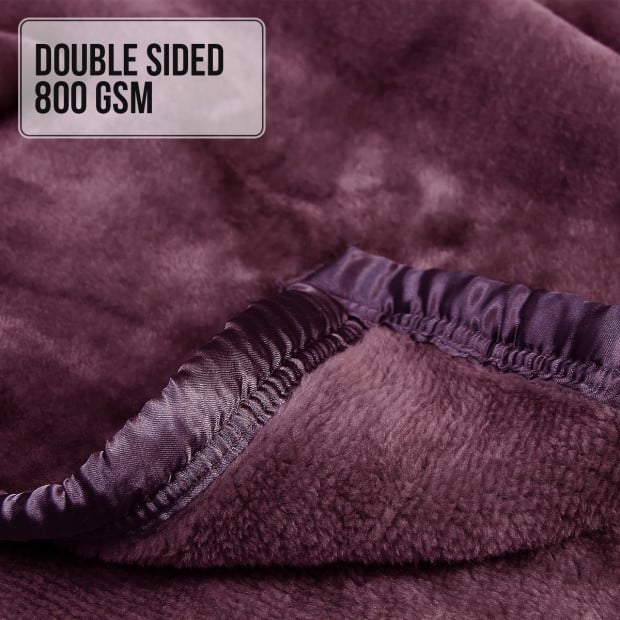 Laura Hill 800GSM Heavy Double-Sided Faux Mink Blanket - Purple Image 5