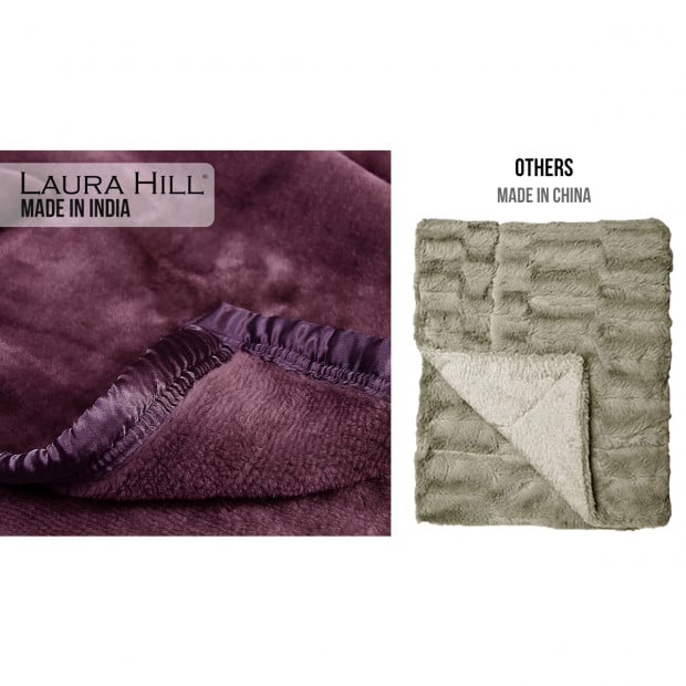Laura Hill 800GSM Heavy Double-Sided Faux Mink Blanket - Purple Image 4