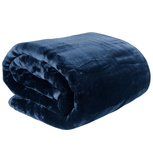 Laura Hill Faux Mink Blanket 800GSM Heavy Double-Sided - Navy Blue Image 2