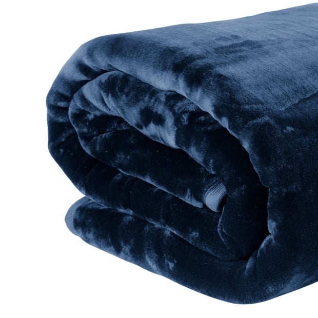 Laura Hill Faux Mink Blanket 800GSM Heavy Double-Sided - Navy Blue Image 3