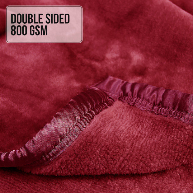 Laura Hill 800GSM Heavy Double-Sided Faux Mink Blanket - Red Image 4