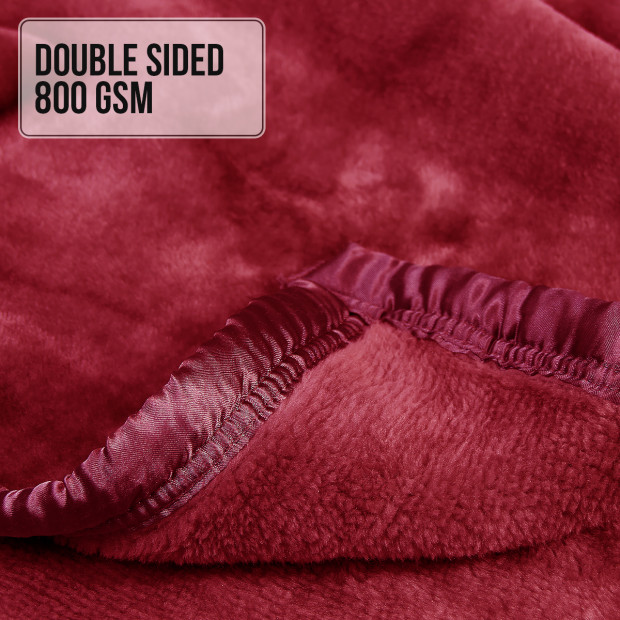 Laura Hill 800GSM Heavy Double-Sided Faux Mink Blanket - Red Image 4