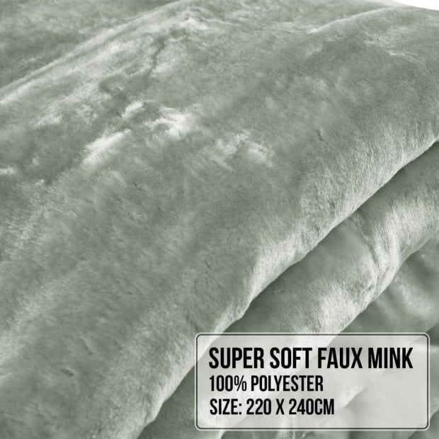 Laura Hill 800-GSM Mink Blanket Queen Size Double-Sided Soft Plush Bed Faux Throw Rug 220 X 240cm Heavy - Sage Image 6
