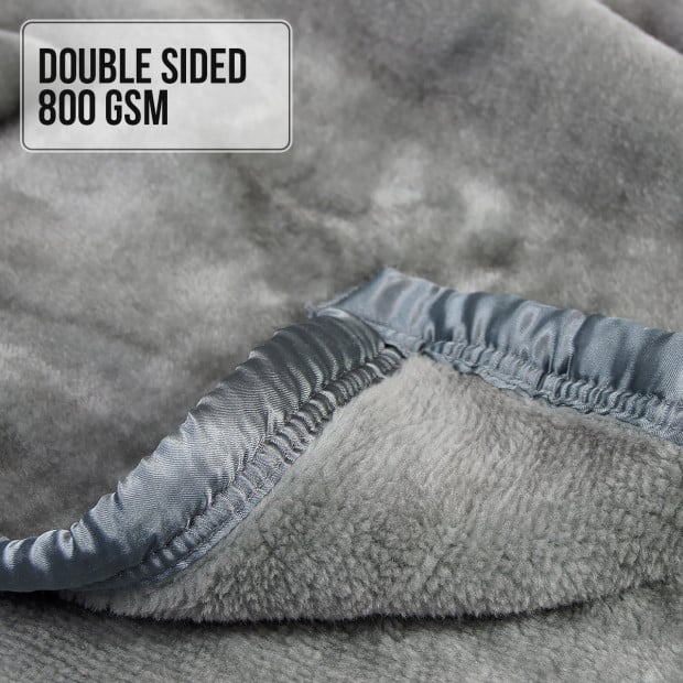 Laura Hill 800GSM Heavy Double-Sided Faux Mink Blanket - Silver Image 4