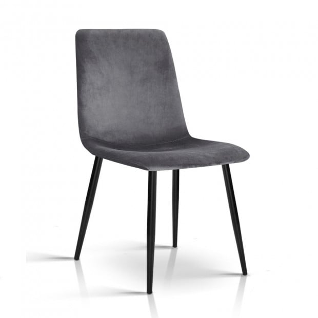 Set of 4 Modern Grey Velvet Dining Chairs