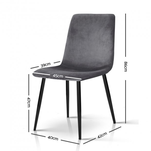 Set of 4 Modern Grey Velvet Dining Chairs Image 2
