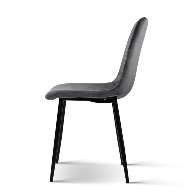 Set of 4 Modern Grey Velvet Dining Chairs Image 4