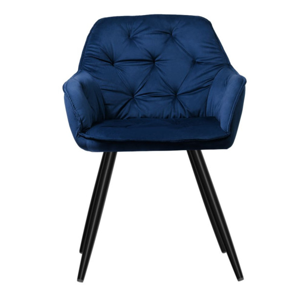 Set Of 2 Calivia Dining Chairs Kitchen Chairs Upholstered Velvet Blue Image 3
