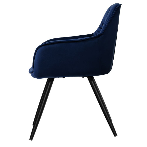Set Of 2 Calivia Dining Chairs Kitchen Chairs Upholstered Velvet Blue Image 4